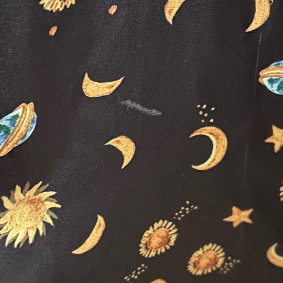 Never Fully Dressed Celestial Satin Moon Star Sun Button Up Maxi Dress Size 4 - Picture 8 of 8